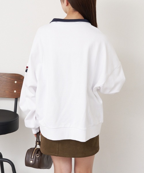 RAY CASSIN(レイカズン)の「【2025SS】ハーフジップロゴワッペンスウェット / ハーフジップ(スウェット・レディース・ホワイト/グレー/ネイビー・FREE)」の6枚目の写真