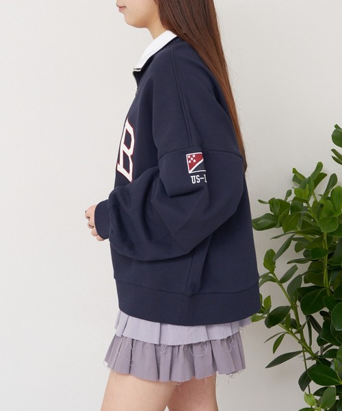 RAY CASSIN(レイカズン)の「【2025SS】ハーフジップロゴワッペンスウェット / ハーフジップ(スウェット・レディース・ホワイト/グレー/ネイビー・FREE)」の16枚目の写真