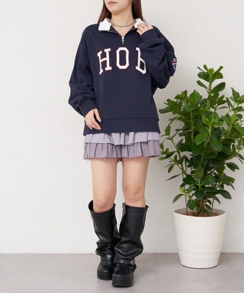 RAY CASSIN(レイカズン)の「【2025SS】ハーフジップロゴワッペンスウェット / ハーフジップ(スウェット・レディース・ホワイト/グレー/ネイビー・FREE)」の14枚目の写真