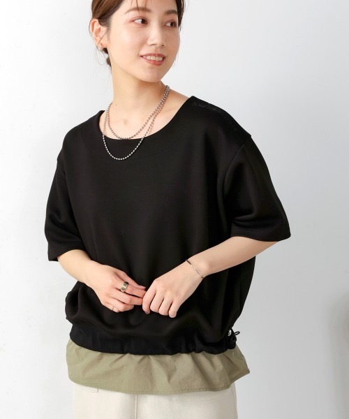Bou Jeloud(ブージュルード)の「シャツドッキングポンチプルオーバー(Tシャツ/カットソー・レディース・グレー系その他/ブラック・FREE)」の2枚目の写真
