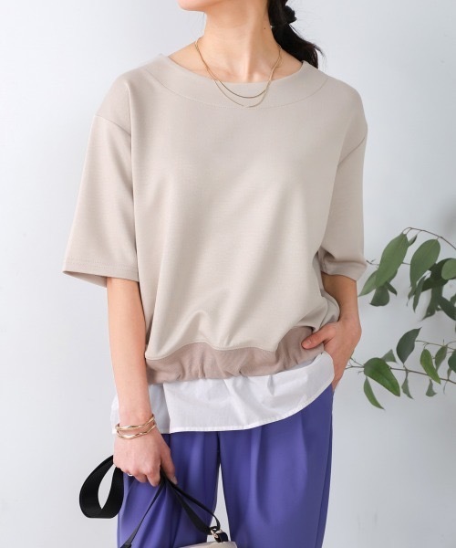 Bou Jeloud(ブージュルード)の「シャツドッキングポンチプルオーバー(Tシャツ/カットソー・レディース・グレー系その他/ブラック・FREE)」の4枚目の写真