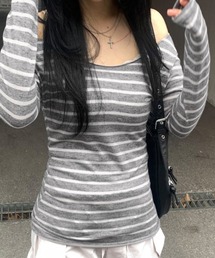 ボーダー オフショル ロンT
