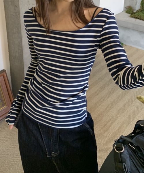 Teem Store(チームストア)の「ボーダー オフショル ロンT(Tシャツ/カットソー・レディース・ネイビー/ライトグレー/チャコール・L/M/S)」の19枚目の写真