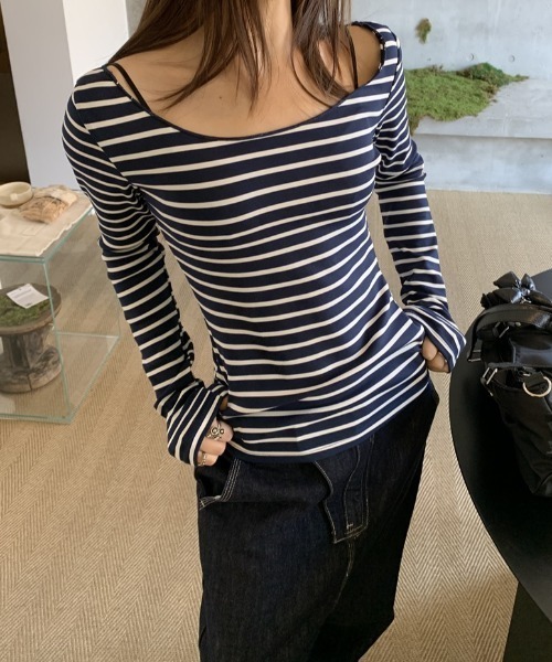 Teem Store(チームストア)の「ボーダー オフショル ロンT(Tシャツ/カットソー・レディース・ネイビー/ライトグレー/チャコール・L/M/S)」の20枚目の写真
