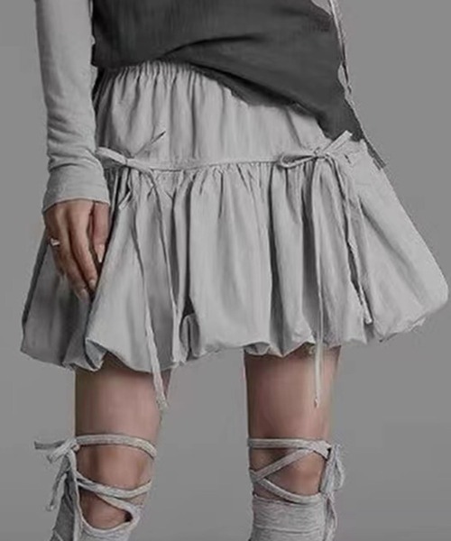 almo(アルモ)の「SK リボンバルーンスカート(se)(スカート・レディース・ブラック/ホワイト/グレー・FREE)」の7枚目の写真