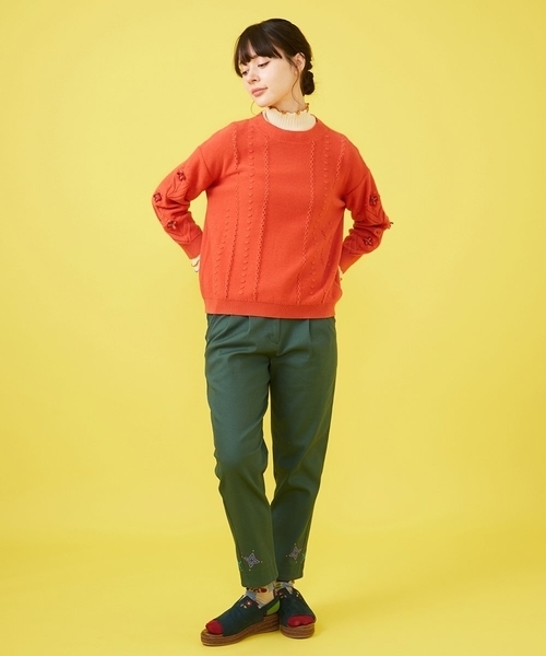 Jocomomola(ホコモモラ)の「カラーツイル 刺繍入りテーパードパンツ(その他パンツ・レディース・グリーン/イエロー・42/40)」の14枚目の写真