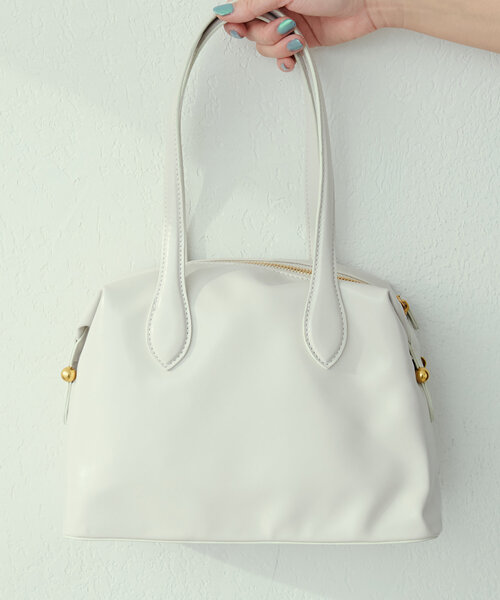 natural couture（ナチュラルクチュール）の「ミドルボストンバッグ（ショルダーバッグ・レディース・キャメル/アイボリー/ブラック・FREE）」の2枚目の写真