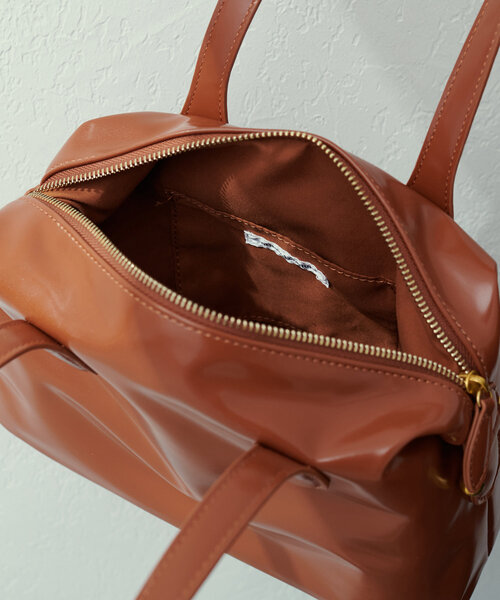 natural couture（ナチュラルクチュール）の「ミドルボストンバッグ（ショルダーバッグ・レディース・キャメル/アイボリー/ブラック・FREE）」の8枚目の写真