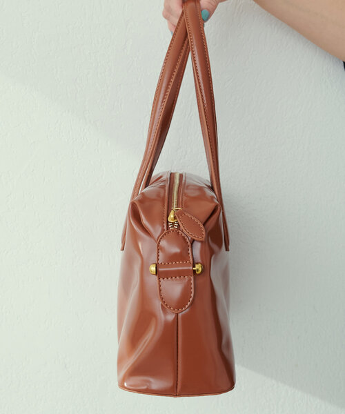 natural couture（ナチュラルクチュール）の「ミドルボストンバッグ（ショルダーバッグ・レディース・キャメル/アイボリー/ブラック・FREE）」の10枚目の写真