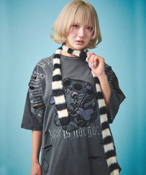 GALFY(ガルフィー)の「【GALFY/ガルフィー】病みに染まりし反戦Tシャツ(Tシャツ/カットソー・メンズ・ブラック/ホワイト/スミクロ・XL/L)」の3枚目の写真