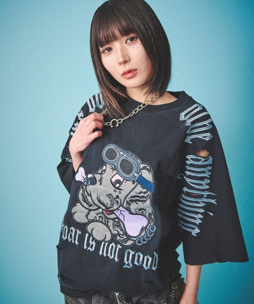 GALFY(ガルフィー)の「【GALFY/ガルフィー】病みに染まりし反戦Tシャツ(Tシャツ/カットソー・メンズ・ブラック/ホワイト/スミクロ・XL/L)」の2枚目の写真