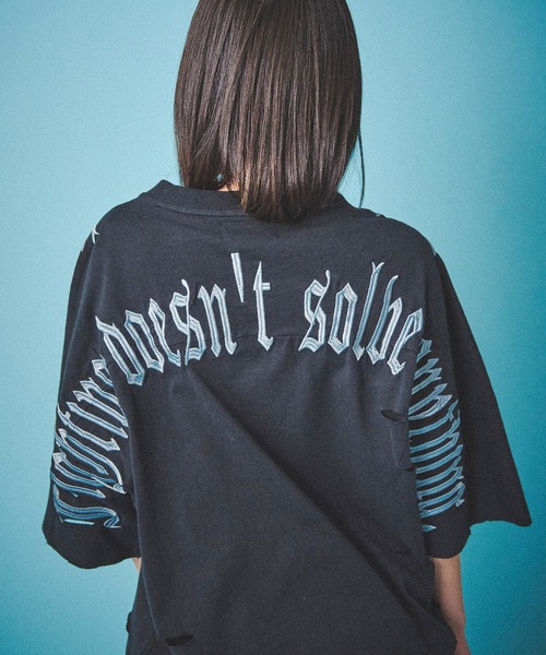 GALFY(ガルフィー)の「【GALFY/ガルフィー】病みに染まりし反戦Tシャツ(Tシャツ/カットソー・メンズ・ブラック/ホワイト/スミクロ・XL/L)」の18枚目の写真