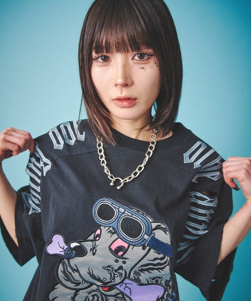GALFY(ガルフィー)の「【GALFY/ガルフィー】病みに染まりし反戦Tシャツ(Tシャツ/カットソー・メンズ・ブラック/ホワイト/スミクロ・XL/L)」の17枚目の写真