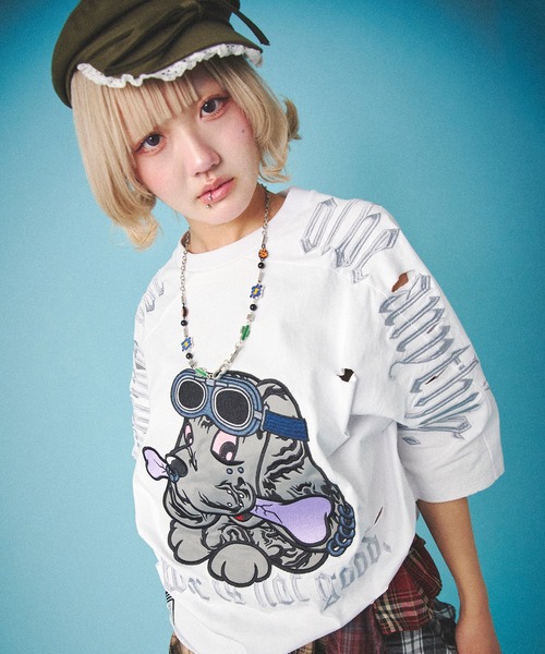 GALFY(ガルフィー)の「【GALFY/ガルフィー】病みに染まりし反戦Tシャツ(Tシャツ/カットソー・メンズ・ブラック/ホワイト/スミクロ・XL/L)」の15枚目の写真