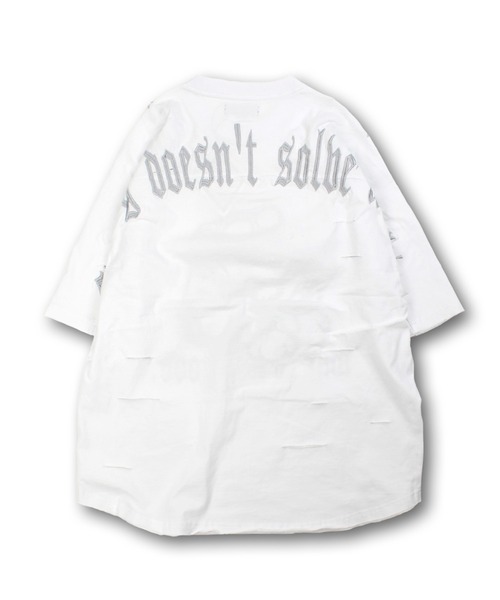 GALFY(ガルフィー)の「【GALFY/ガルフィー】病みに染まりし反戦Tシャツ(Tシャツ/カットソー・メンズ・ブラック/ホワイト/スミクロ・XL/L)」の5枚目の写真