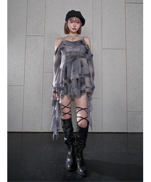 darich イレヘムタイダイフリルミニワンピース イレヘムタイダイフリルミニワンピース（ワンピース）｜Darich