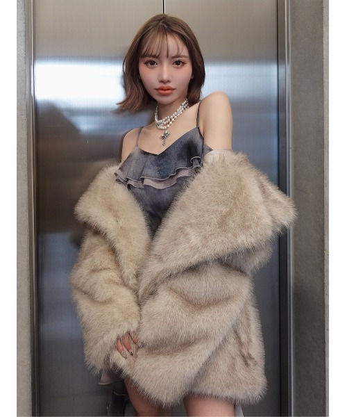 新品タグ付き ダーリッチ イレヘムタイダイフリルミニワンピース ベージュFL ダーリッチ Darich イレヘムタイダイフリルミニワンピース