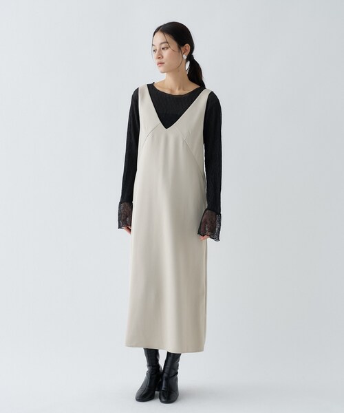 cloenc（クロエンス）の「【手洗い可】Vネックフレアワンピース（ワンピース・レディース・ブラック/ナチュラル・03/01/02）」の17枚目の写真