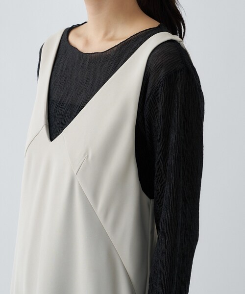 cloenc（クロエンス）の「【手洗い可】Vネックフレアワンピース（ワンピース・レディース・ブラック/ナチュラル・03/01/02）」の8枚目の写真