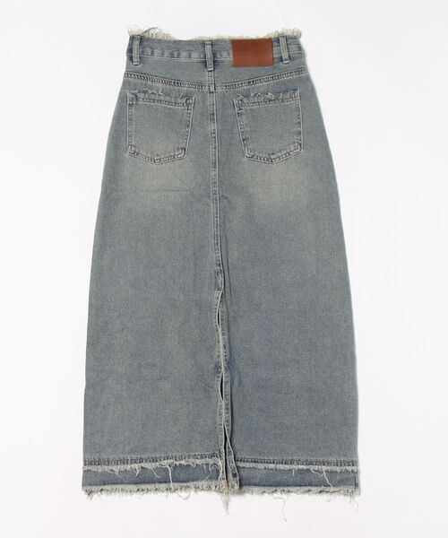 aimoha(アイモハ)の「【aimoha】フリンジヘムデニムマキシスカート(デニムスカート・レディース・ブルー・LARGE/X-LARGE/SMALL/MEDIUM)」の2枚目の写真