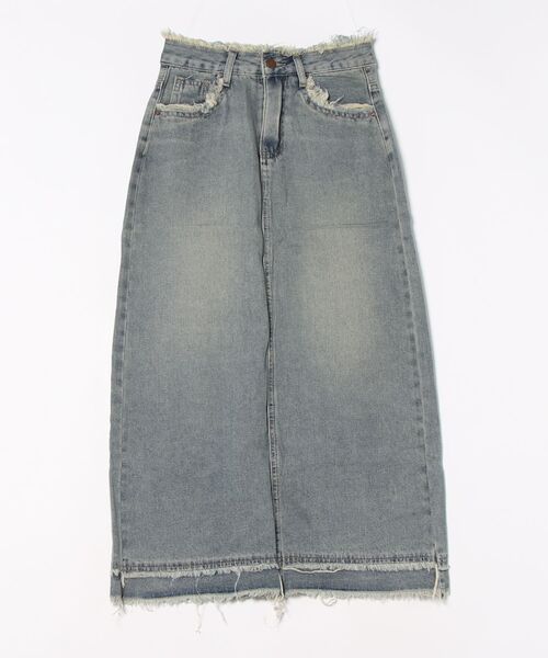 aimoha(アイモハ)の「【aimoha】フリンジヘムデニムマキシスカート(デニムスカート・レディース・ブルー・LARGE/X-LARGE/SMALL/MEDIUM)」の21枚目の写真