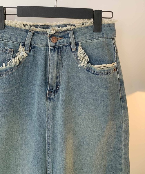 aimoha(アイモハ)の「【aimoha】フリンジヘムデニムマキシスカート(デニムスカート・レディース・ブルー・LARGE/X-LARGE/SMALL/MEDIUM)」の15枚目の写真