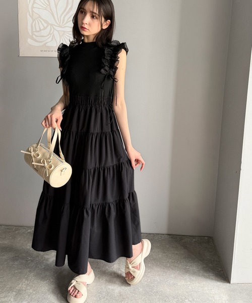 セール】【mily bilet】一枚で大人可愛く決まる。フリル切り替え