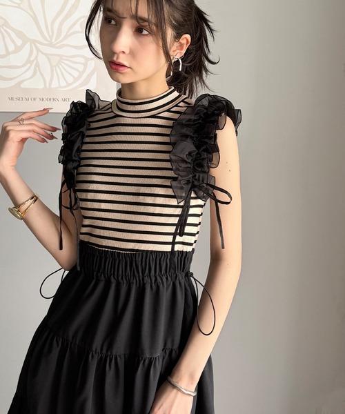 mily bilet(ミウィビレット)の「【mily bilet】一枚で大人可愛く決まる。フリル切り替えドッキングワンピース(ノースリーブ)(ワンピース・レディース・その他/ブラック・X-LARGE/SMALL/MEDIUM/LARGE)」の17枚目の写真