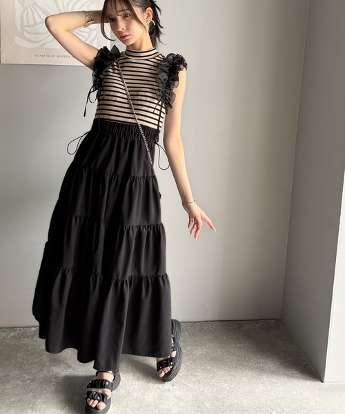 セール】【mily bilet】一枚で大人可愛く決まる。フリル切り替え