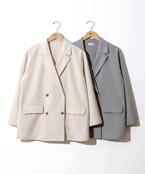 flower（フラワー）の「ベーシックテーラードジャケット（テーラードジャケット・レディース・グレー/ベージュ・FREE）」の3枚目の写真