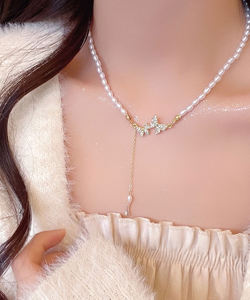 【安心国内発送♡】Dior★蝶 パール ネックレス DIOR | Petit CD ネックレス メタル & レジンパール