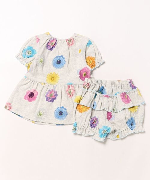 HAKKA BABY（ハッカベビー）の「[ベビー]フラワーミックスプリントチュニックパンツセット（Tシャツ/カットソー・キッズ・ライトグレー/ピンク・80ｃｍ/90cm）」の3枚目の写真