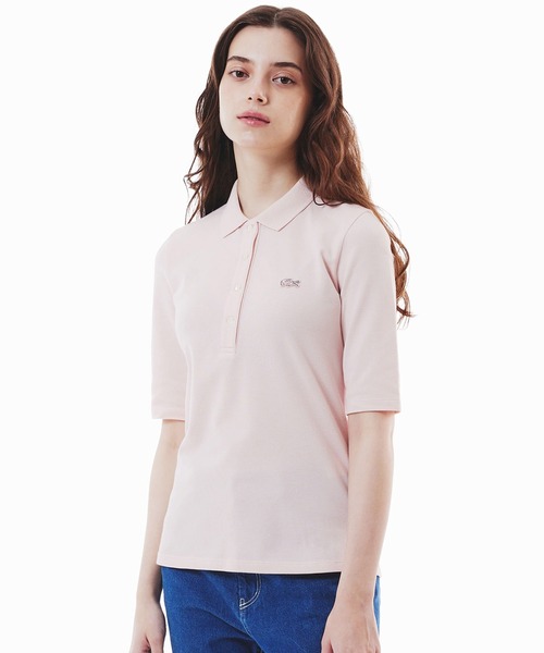 LACOSTE（ラコステ）の「スリムフィットハーフスリーブポロシャツ（ポロシャツ・レディース・ピンクベージュ/ネイビー/ブラック/ホワイト・40/38/36/34）」の4枚目の写真