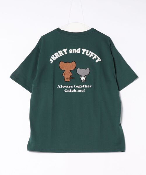 トムとジェリー　タフィー　レディース　サガラ刺繍　Tシャツ　半袖　カットソー　L TOM&JERRY ジェリータフィーサガラ刺繍Tシャツ（Tシャツ
