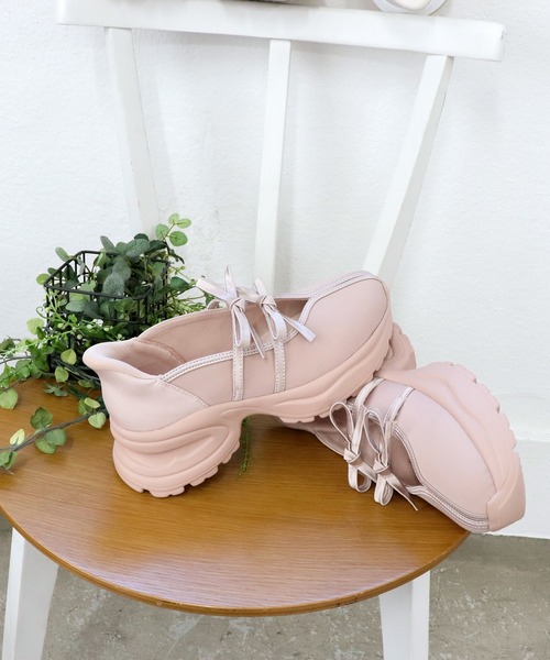 byあしながおじさん(バイアシナガオジサン)の「HANDSFREE|厚底バレエスニーカー 8710609(スニーカー・レディース・アイボリー/ブラック/ピンク/ネイビー・24.5cm/24cm/23.5cm/23cm/22.5cm)」の5枚目の写真