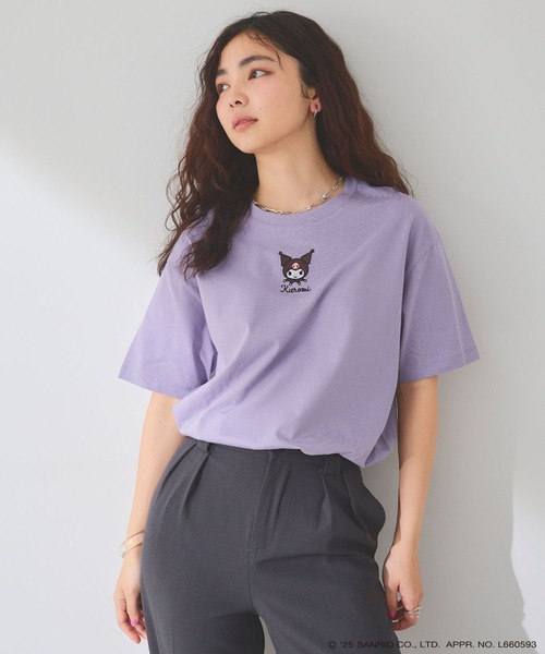 sanrio(サンリオ)の「【sanrio characters】KUROMI/クロミ刺繍デザイン半袖Tシャツ《サンリオキャラクターズ》(Tシャツ/カットソー・レディース・ネイビー/ラベンダー/オフホワイト・M/L/LL/3L)」の4枚目の写真