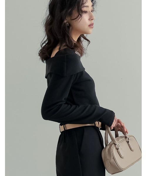 セール】[新色追加][ブラ紐隠し]スムースリブアシンメトリーオフ
