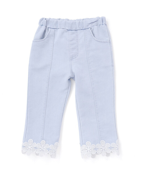 SLAP SLIP（スラップスリップ）の「裾お花レースデニムニットセンタータック7分丈パンツ(80~130cm)（デニムパンツ・キッズ・ブルー/ネイビー・100cm/110cm/80ｃｍ/90cm/130cm/120cm）」の13枚目の写真