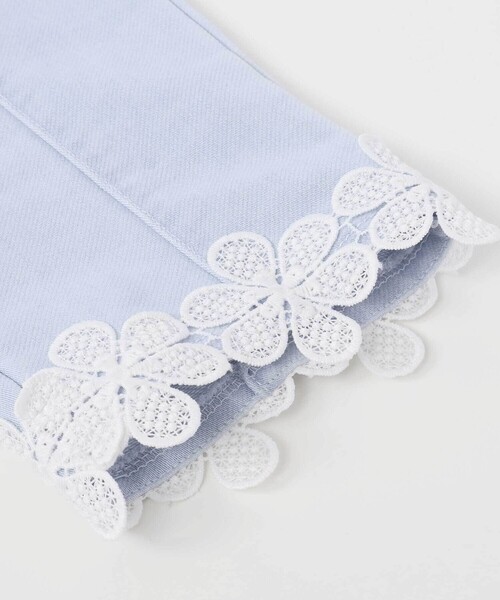 SLAP SLIP（スラップスリップ）の「裾お花レースデニムニットセンタータック7分丈パンツ(80~130cm)（デニムパンツ・キッズ・ブルー/ネイビー・100cm/110cm/80ｃｍ/90cm/130cm/120cm）」の8枚目の写真