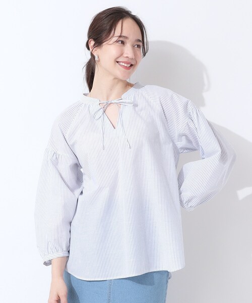 SHOO・LA・RUE（シューラルー）の「【洗える/S-LL/UV/吸水速乾】洗濯後しわになりにくいリネンブレンド ブラウス（シャツ/ブラウス・レディース・ホワイト/ピンク系/ライトイエロー系/ブルー系7・02/01/04/03）」の22枚目の写真