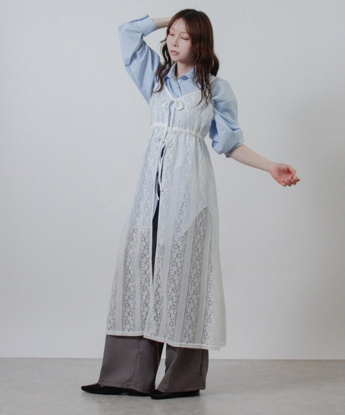 Social GIRL（ソーシャルガール）の「2WAY レースワンピース キャミワンピース（ワンピース・レディース・オフホワイト/ブラック/ライトブルー・M）」の4枚目の写真