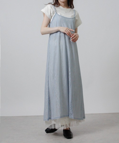 Social GIRL（ソーシャルガール）の「2WAY レースワンピース キャミワンピース（ワンピース・レディース・オフホワイト/ブラック/ライトブルー・M）」の12枚目の写真