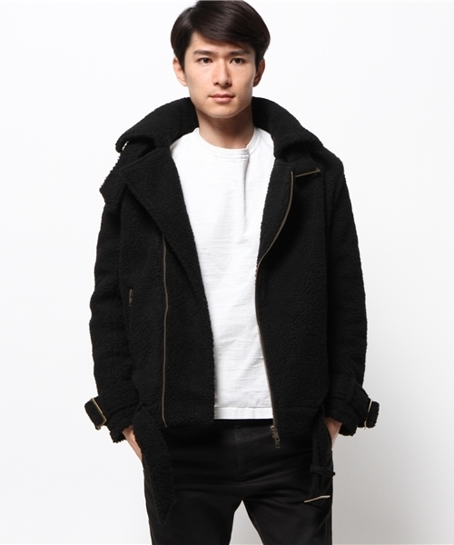 SUPERTHANKS（スーパーサンクス）の「SUPER THANKS(スーパー･サンクス) ボアボンバーブルゾン（ブルゾン・メンズ・ベージュ/ブラック・SMALL/MEDIUM）」の5枚目の写真