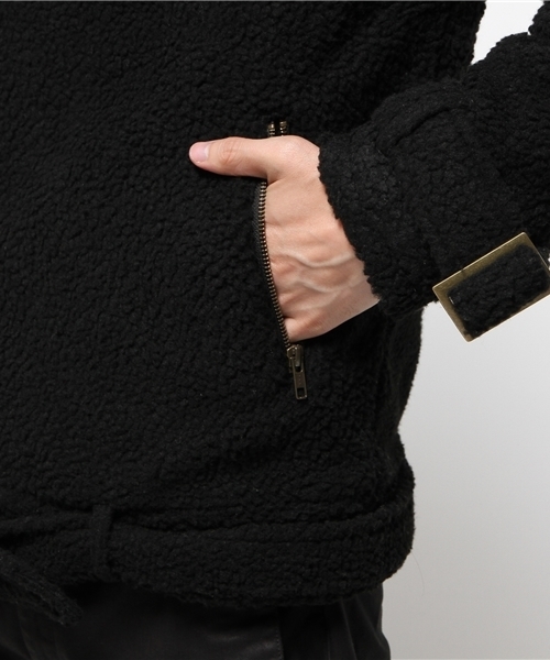 SUPERTHANKS（スーパーサンクス）の「SUPER THANKS(スーパー･サンクス) ボアボンバーブルゾン（ブルゾン・メンズ・ベージュ/ブラック・SMALL/MEDIUM）」の8枚目の写真