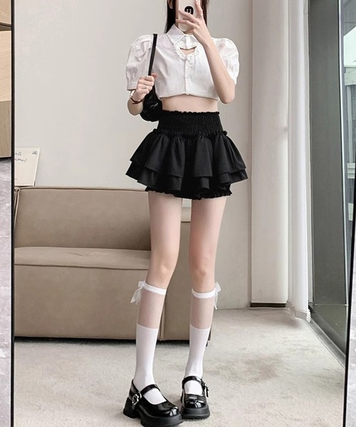 CERCA（チェルカ）の「Nia(ニア)/【インナーパンツ付き】ボリュームレイヤードミニスカート（スカート・レディース・ホワイト/ブラック・MEDIUM/SMALL）」の9枚目の写真