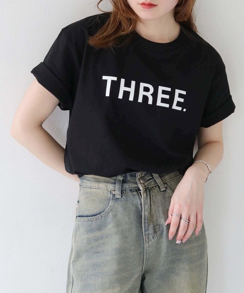 HER CLOSET(ハークローゼット)の「【UNIT CHESTコラボ】web限定/THREE Tシャツ WEB LIMITED THREE T-SHIRT (Tシャツ/カットソー・レディース・ブラック/ホワイト・S/M/L)」の19枚目の写真