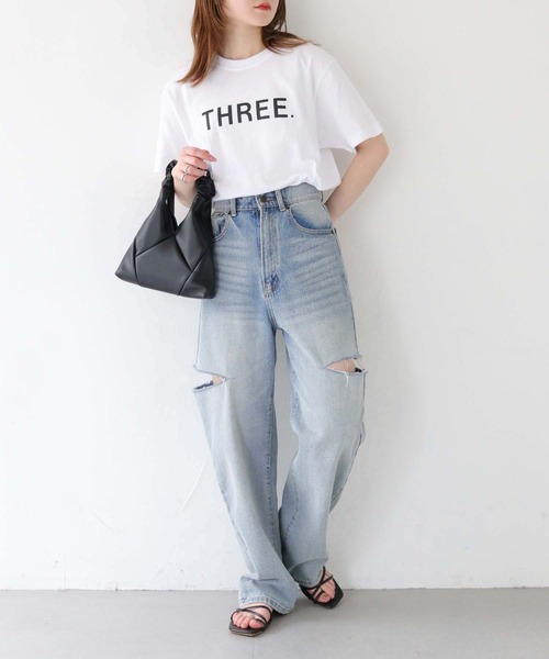 HER CLOSET(ハークローゼット)の「【UNIT CHESTコラボ】web限定/THREE Tシャツ WEB LIMITED THREE T-SHIRT (Tシャツ/カットソー・レディース・ブラック/ホワイト・S/M/L)」の9枚目の写真