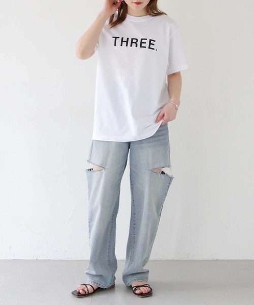 HER CLOSET(ハークローゼット)の「【UNIT CHESTコラボ】web限定/THREE Tシャツ WEB LIMITED THREE T-SHIRT (Tシャツ/カットソー・レディース・ブラック/ホワイト・S/M/L)」の11枚目の写真
