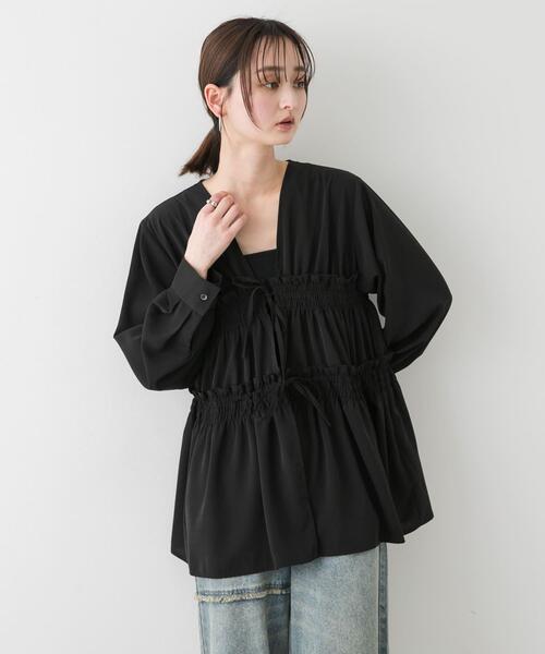 SENSE OF PLACE by URBAN RESEARCH(センスオブプレイスバイアーバンリサーチ)の「ギャザーリボンチュニックブラウス(シャツ/ブラウス・レディース・グレー/ブラック/アイボリー・ONE)」の10枚目の写真