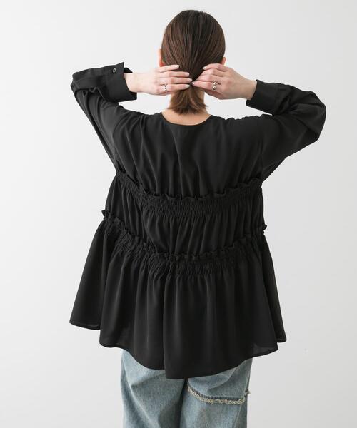 SENSE OF PLACE by URBAN RESEARCH(センスオブプレイスバイアーバンリサーチ)の「ギャザーリボンチュニックブラウス(シャツ/ブラウス・レディース・グレー/ブラック/アイボリー・ONE)」の13枚目の写真